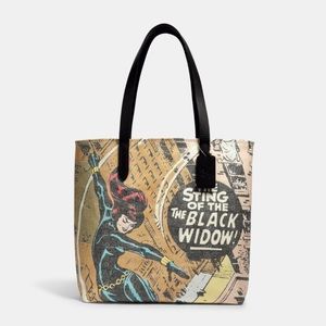 Coach Marvel Tote With Black Widow Print